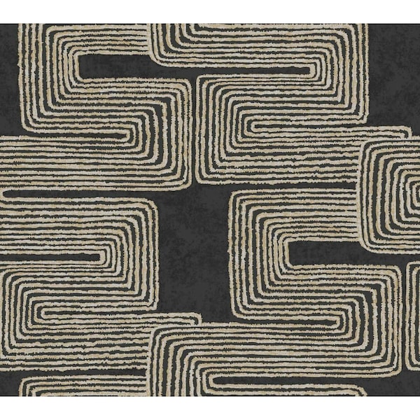 York Wallcoverings Zulu Thread Black and Gold Wallpaper - AG2032