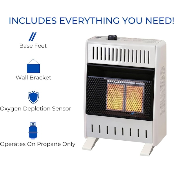 Procom Heating Liquid Propane Ventless Infrared Plaque Heater with Base Feet, 10,000 BTU, T-Stat Control - ML100TPA-B