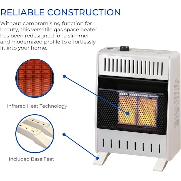 Procom Heating Liquid Propane Ventless Infrared Plaque Heater with Base Feet, 10,000 BTU, T-Stat Control - ML100TPA-B