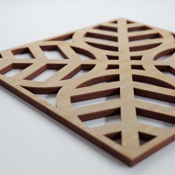 Ekena Millwork Small Garland Decorative Fretwork Wood Wall Panels, Hickory, 11 3/8"W x 11 3/8"H x 3/8"T - WALW12X12X0375GRDHI
