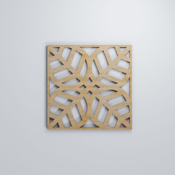 Ekena Millwork Small Garland Decorative Fretwork Wood Wall Panels, Hickory, 11 3/8"W x 11 3/8"H x 3/8"T - WALW12X12X0375GRDHI