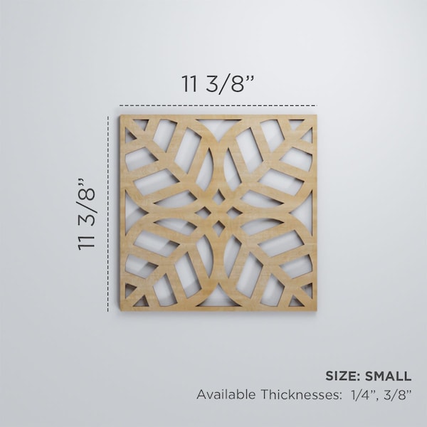 Ekena Millwork Small Garland Decorative Fretwork Wood Wall Panels, Hickory, 11 3/8"W x 11 3/8"H x 3/8"T - WALW12X12X0375GRDHI