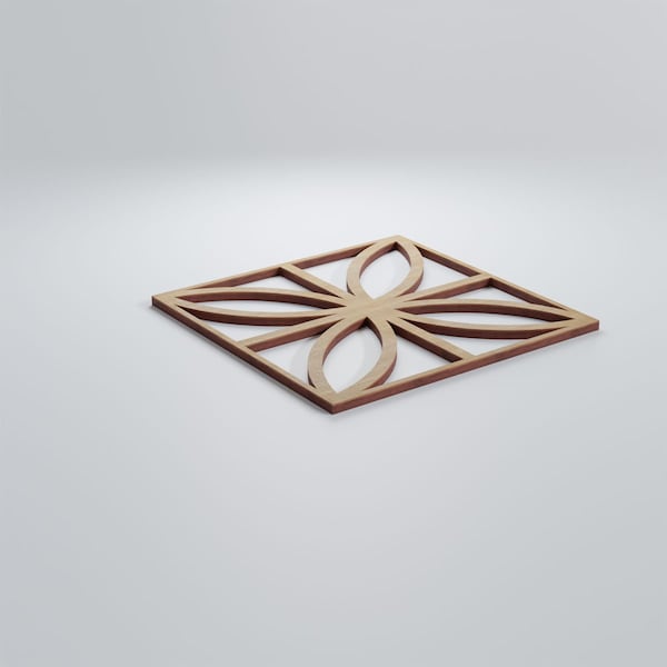 Ekena Millwork Small Swansea Decorative Fretwork Wood Wall Panels, Hickory, 11 3/8"W x 11 3/8"H x 3/8"T - WALW12X12X0375SWNHI