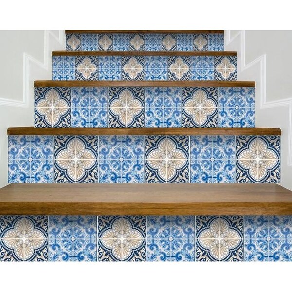 Homeroots 6 x 6 in. Blue Taupe Tobi Peel & Stick Tiles - 400147