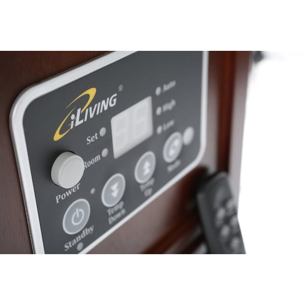 Iliving Infrared Portable Space Heater with Dual Heating System, 1500W, Walnut Wooden Cabinet - ILG-918