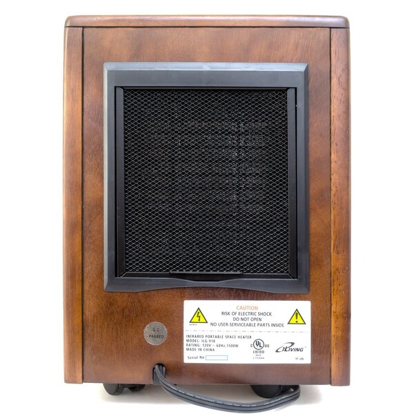 Iliving Infrared Portable Space Heater with Dual Heating System, 1500W, Walnut Wooden Cabinet - ILG-918