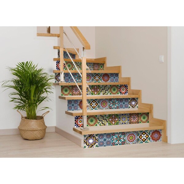 Homeroots 6 x 6 in. Mediterranean Mash Red Mosaic Peel & Stick Tiles - 399852