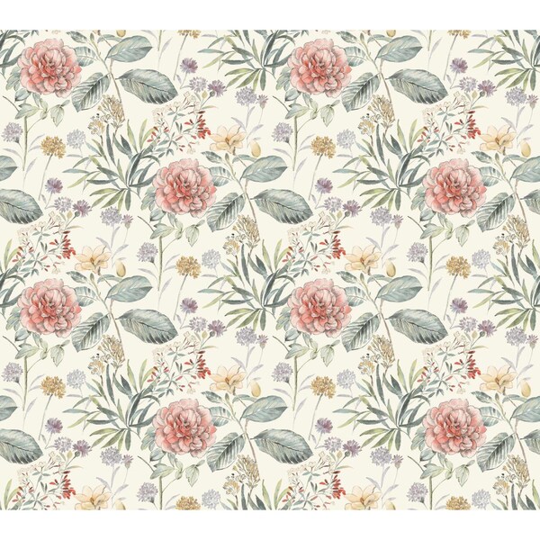York Wallcoverings Midsummer Floral Coral Wallpaper - TL1919