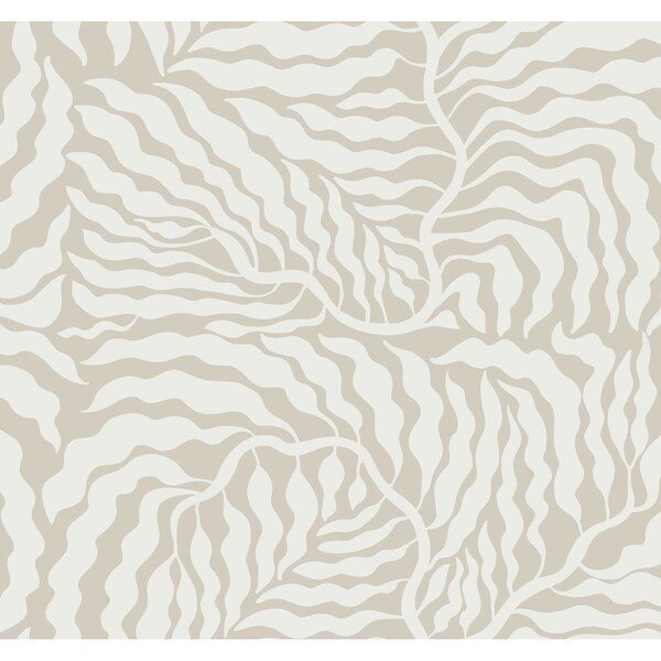 York Wallcoverings Fern Fronds Taupe and White Wallpaper - AG2063