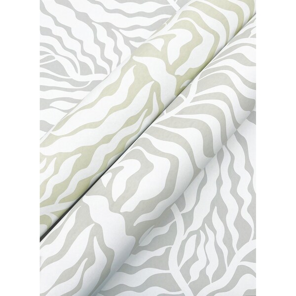 York Wallcoverings Fern Fronds Taupe and White Wallpaper - AG2063