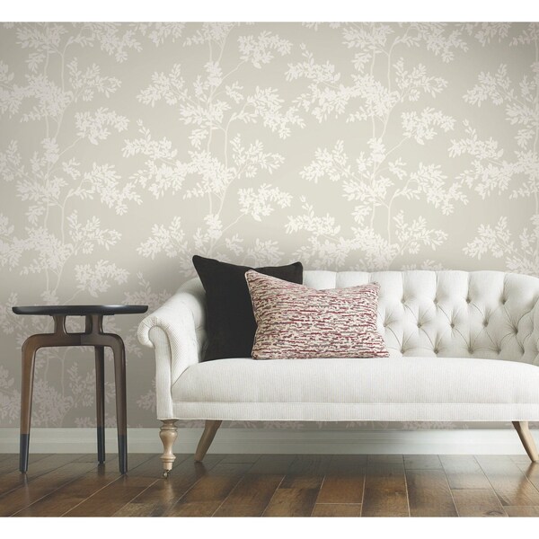 York Wallcoverings Lunaria Silhouette Light Taupe and White Wallpaper - BL1805