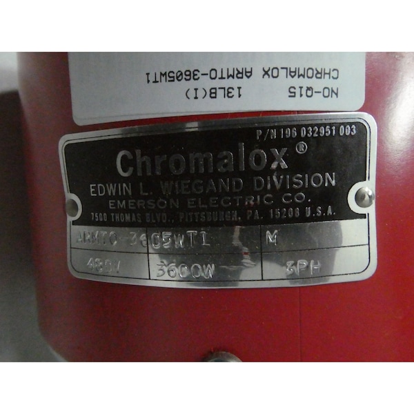 Chromalox Screw Plug 3600W 480V-Ac Immersion Heater - ARMTO-3605WT1