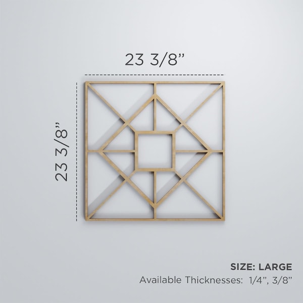 Ekena Millwork Large Jamestown Decorative Fretwork Wood Wall Panels, Hickory, 23 3/8"W x 23 3/8"H x 3/8"T - WALW24X24X0375JTNHI