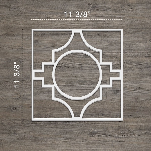 Ekena Millwork Small Gypsum Decorative Fretwork Wall Panels in Architectural Grade PVC, 11 3/8"W x 11 3/8"H x 3/8"T - WALP12X12GYP