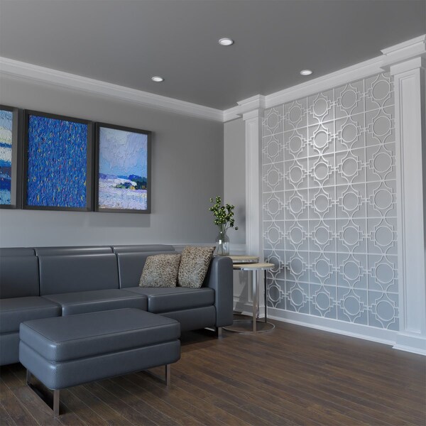 Ekena Millwork Small Gypsum Decorative Fretwork Wall Panels in Architectural Grade PVC, 11 3/8"W x 11 3/8"H x 3/8"T - WALP12X12GYP