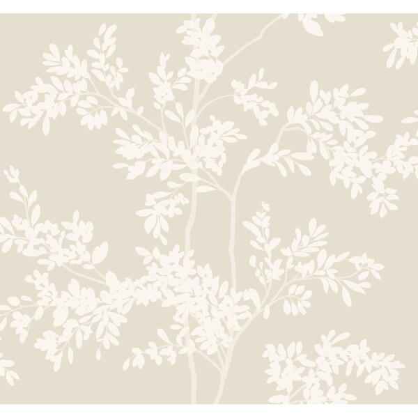 York Wallcoverings Lunaria Silhouette Light Taupe and White Wallpaper Sample - BL1805SAM