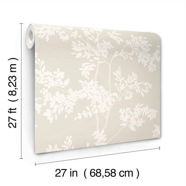 York Wallcoverings Lunaria Silhouette Light Taupe and White Wallpaper Sample - BL1805SAM