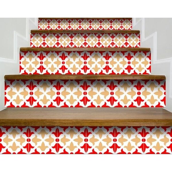 Homeroots 8 x 8 in. Roja Hola Red Removable Peel & Stick Tiles - 400409