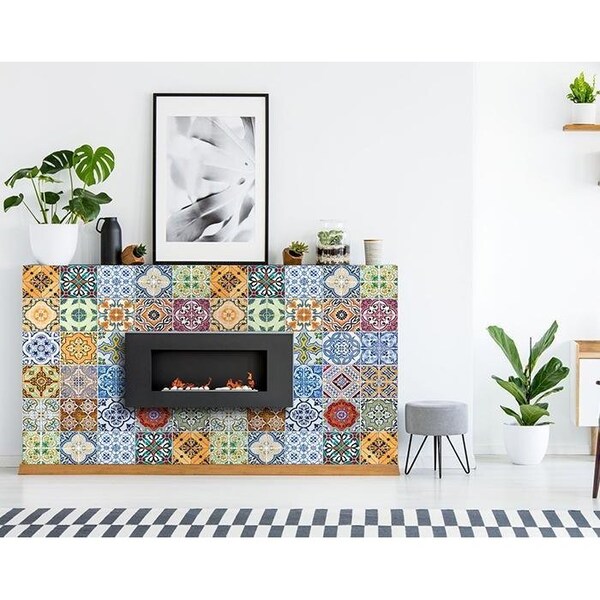 Homeroots 5 x 5 in. Josephina Multi Yellow Mosaic Peel & Stick Tiles - 400366