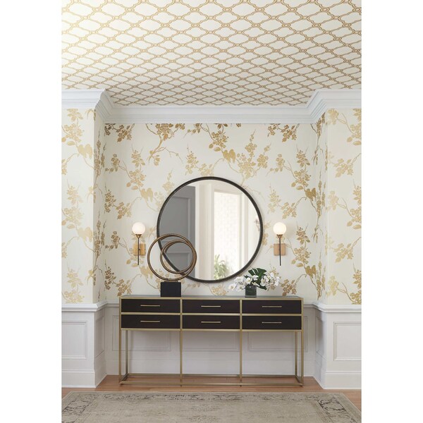 York Wallcoverings Imperial Blossoms Branch Gold Metallic Wallpaper - SS2590