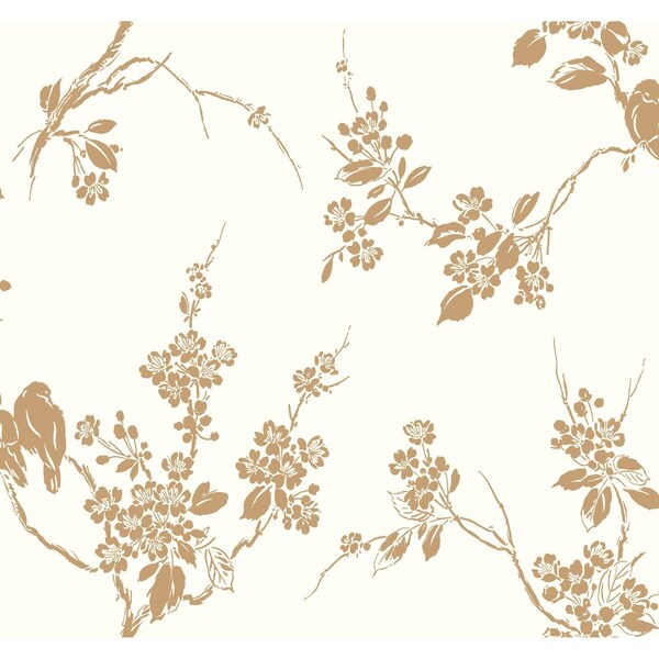 York Wallcoverings Imperial Blossoms Branch Gold Metallic Wallpaper - SS2590