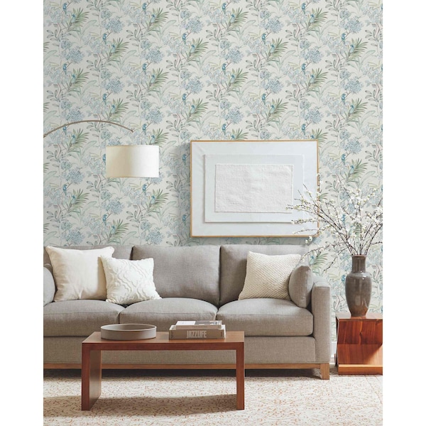 York Wallcoverings Handpainted Songbird Turquiose Wallpaper Sample - TL1926SAM