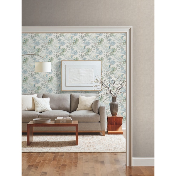 York Wallcoverings Handpainted Songbird Turquiose Wallpaper Sample - TL1926SAM