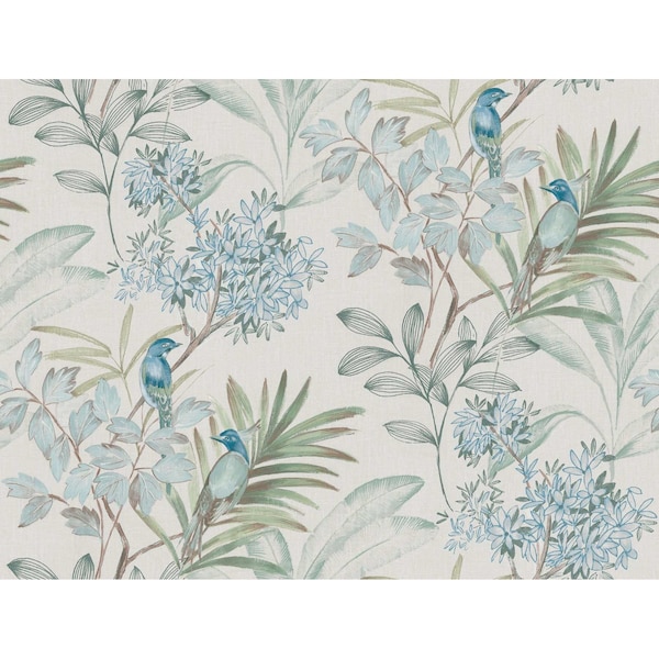 York Wallcoverings Handpainted Songbird Turquiose Wallpaper Sample - TL1926SAM