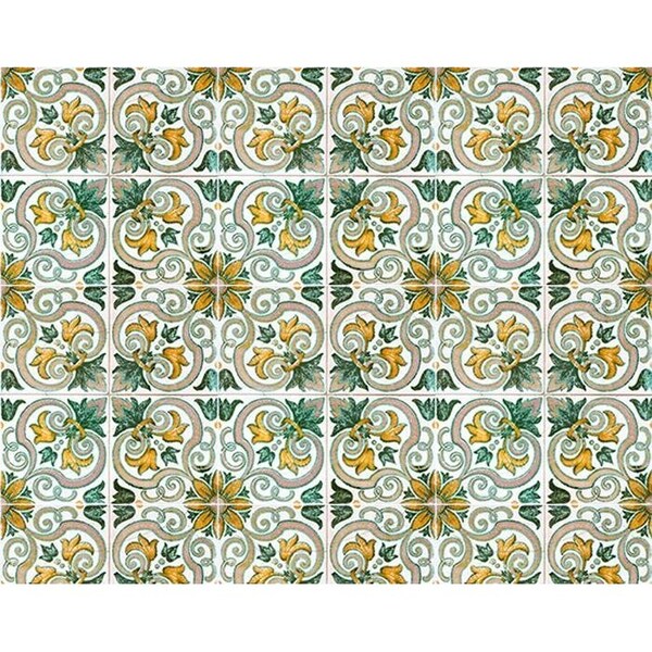 Homeroots 5 x 5 in. Green Yellow Melo Peel & Stick Tiles - 400191