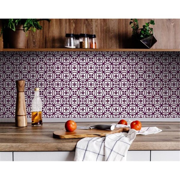 Gfancy Fixtures 5 x 5 in. Merlot Lisa Violet Removable Peel & Stick Tiles - GF2627590