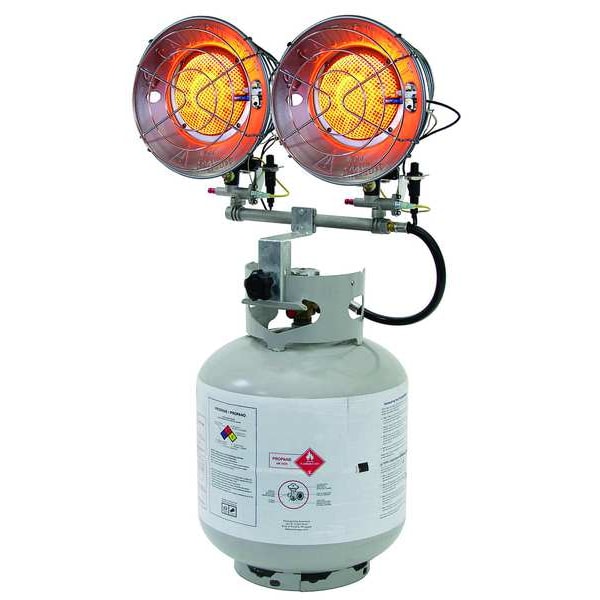 Dayton Portable Gas Tank-Top Heater, LP, Matchless Piezo, 17 1/4 in Wx 6 1/2 in L - 5RCC1