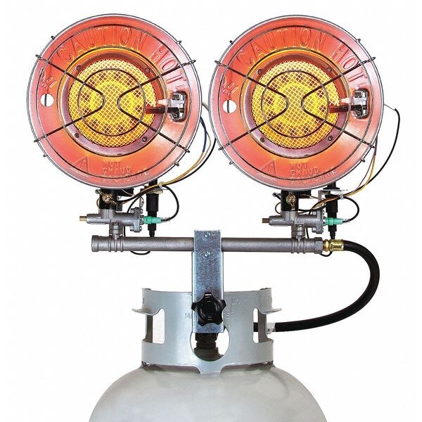 Dayton Portable Gas Tank-Top Heater, LP, Matchless Piezo, 17 1/4 in Wx 6 1/2 in L - 5RCC1