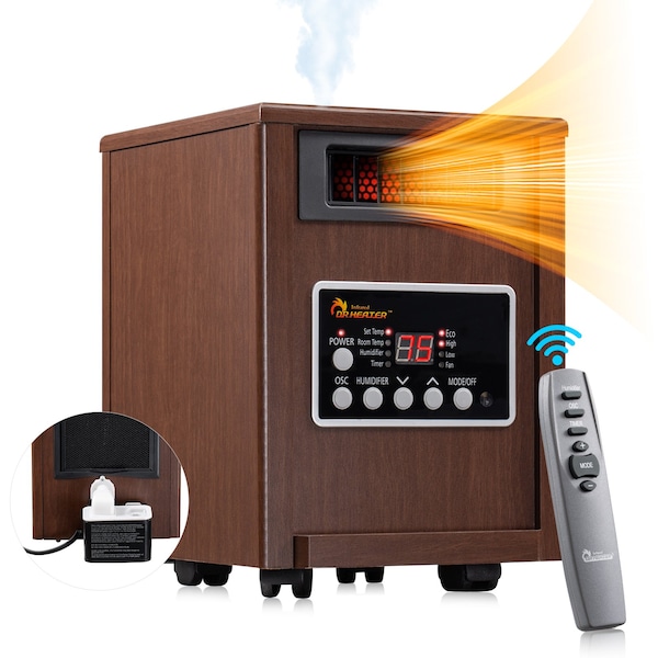 Dr Infrared Heater Walnut Advanced Dual Heating System with Humidifier and Oscillation Fan and Remote Control - DR-998W