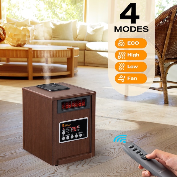 Dr Infrared Heater Walnut Advanced Dual Heating System with Humidifier and Oscillation Fan and Remote Control - DR-998W