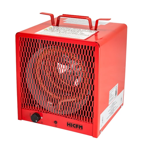 Edendirect 4800W Red Electric Garage Heater, Micathermic Space Heater, Integrated Thermostat Control - HCR-48