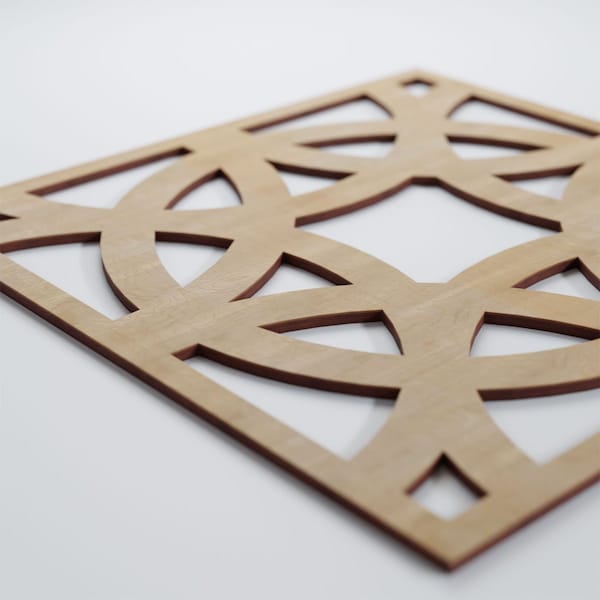Ekena Millwork Large Brownsville Decorative Fretwork Wood Wall Panels, Hickory, 23 3/8"W x 23 3/8"H x 3/8"T - WALW24X24X0375BNEHI