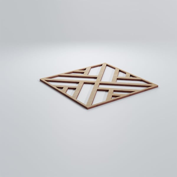 Ekena Millwork Medium Killeen Decorative Fretwork Wood Wall Panels, Hickory, 15 3/8"W x 15 3/8"H x 3/8"T - WALW16X16X0375KLNHI