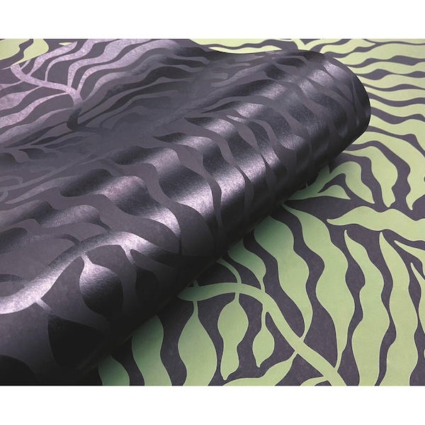 York Wallcoverings Fern Fronds Black and Green Wallpaper - AG2061