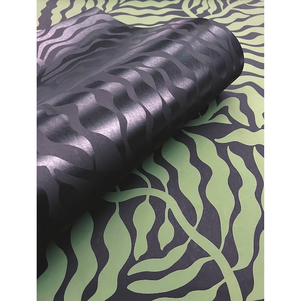 York Wallcoverings Fern Fronds Black and Green Wallpaper - AG2061