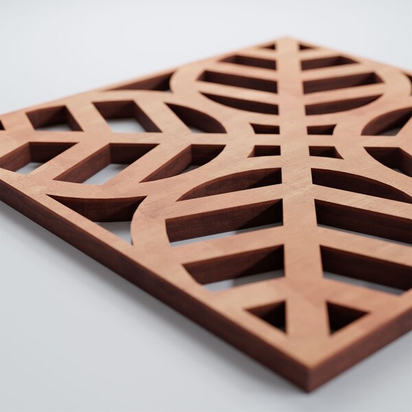 Ekena Millwork Extra Small Garland Decorative Fretwork Wood Wall Panels, Cherry, 7 3/8"W x 7 3/8"H x 3/8"T - WALW08X08X0375GRDCH
