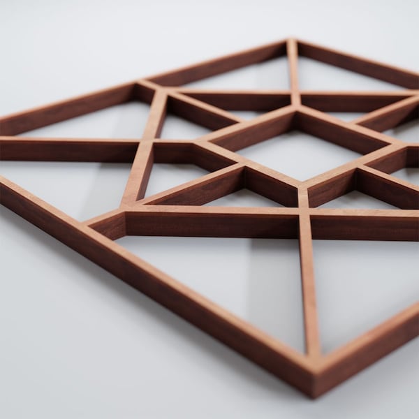 Ekena Millwork Extra Small Jamestown Decorative Fretwork Wood Wall Panels, Cherry, 7 3/8"W x 7 3/8"H x 3/8"T - WALW08X08X0375JTNCH