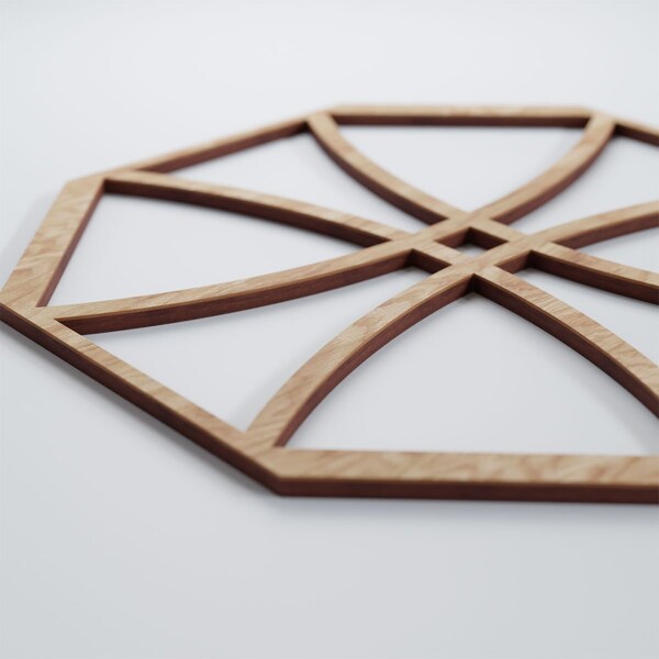 Ekena Millwork Medium Haswell Decorative Fretwork Wood Wall Panels, Red Oak, 15 3/8"W x 15 3/8"H x 3/8"T - WALW16X16X0375HWLRO