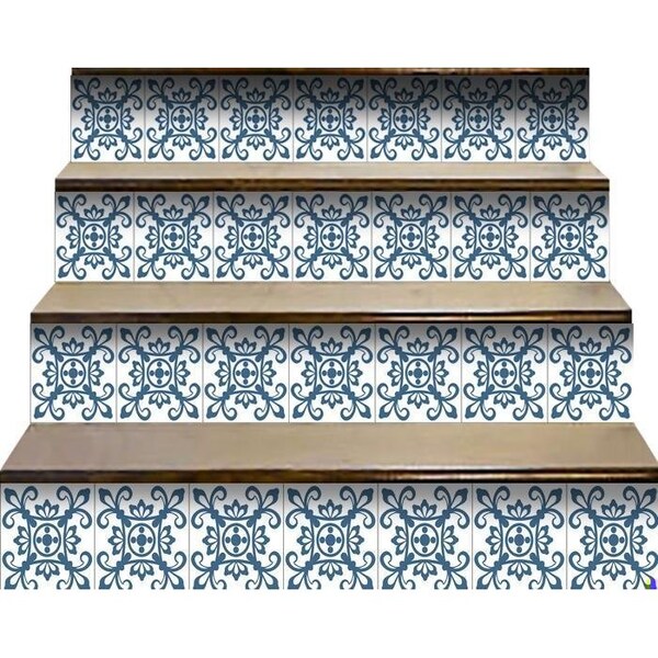 Homeroots 4 x 4 in. Teal & White Mosaic Peel & Stick Removable Tiles - 399835