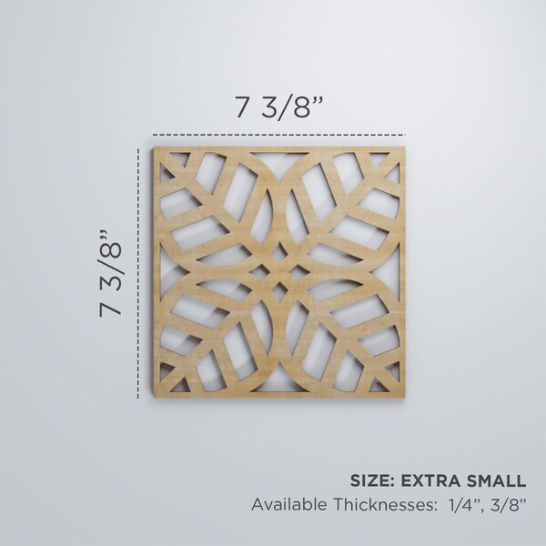 Ekena Millwork Extra Small Garland Decorative Fretwork Wood Wall Panels, Wood, 7 3/8"W x 7 3/8"H x 3/8"T - WALW08X08X0375GRDMF