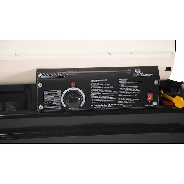 Dura Heat DFA80T/75T Kero Forced Air Heater with Thermostat, 80,000 Btu, 2000 sq-ft Heating Area, White - DFA80T/75T