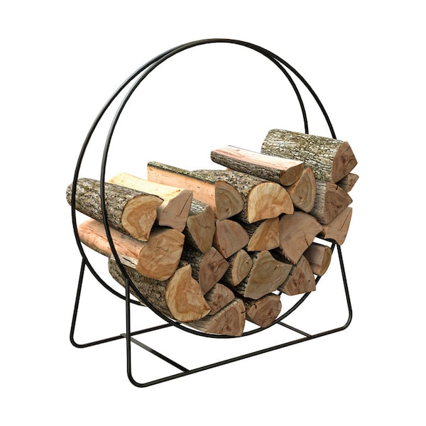 B & K Panacea Black Powder Coated Steel Log Rack - 15210