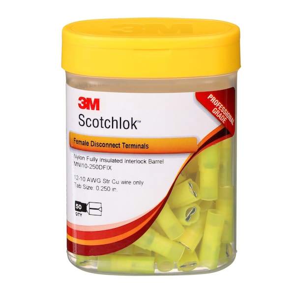 Desconexión hembra Scotchlok de 3M, amarilla, 12-10 AWG, paquete de 50 - MNI10-250DFIX