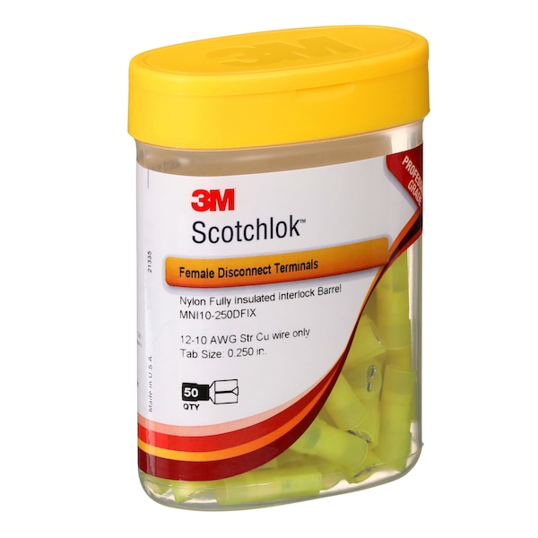 Desconexión hembra Scotchlok de 3M, amarilla, 12-10 AWG, paquete de 50 - MNI10-250DFIX
