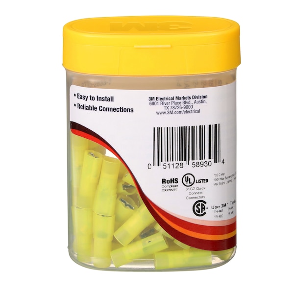 Desconexión hembra Scotchlok de 3M, amarilla, 12-10 AWG, paquete de 50 - MNI10-250DFIX