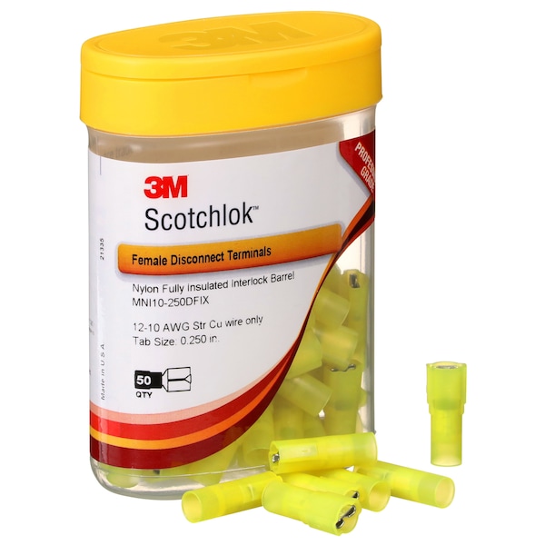 Desconexión hembra Scotchlok de 3M, amarilla, 12-10 AWG, paquete de 50 - MNI10-250DFIX